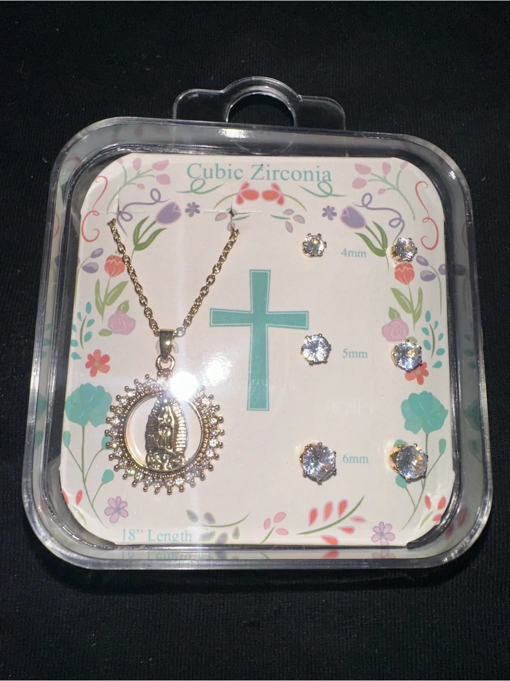 Praying Hands Pendant Necklace & Stud Earring Set — 18